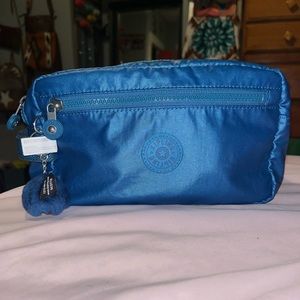 Kipling Royal shiny blue cosmetics bag.